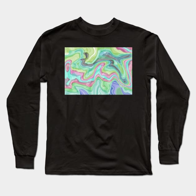 Pastel Melting Swirl Colorful Tie Dye Long Sleeve T-Shirt by Punderstandable